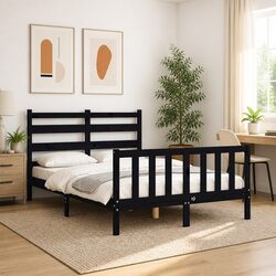 Reliable Black Bed Frame 135x190 cm for Comfort