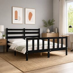 Quality and Value: Black Pine Bed Frame 150x200 cm