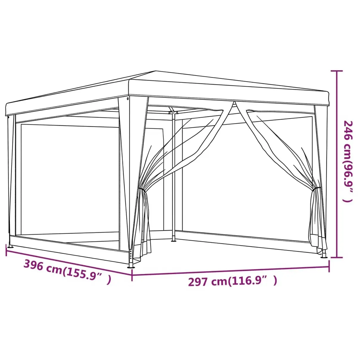 Party Tent Gazebo Outdoor Canopy 3x4m Blue with Mesh Sidewalls