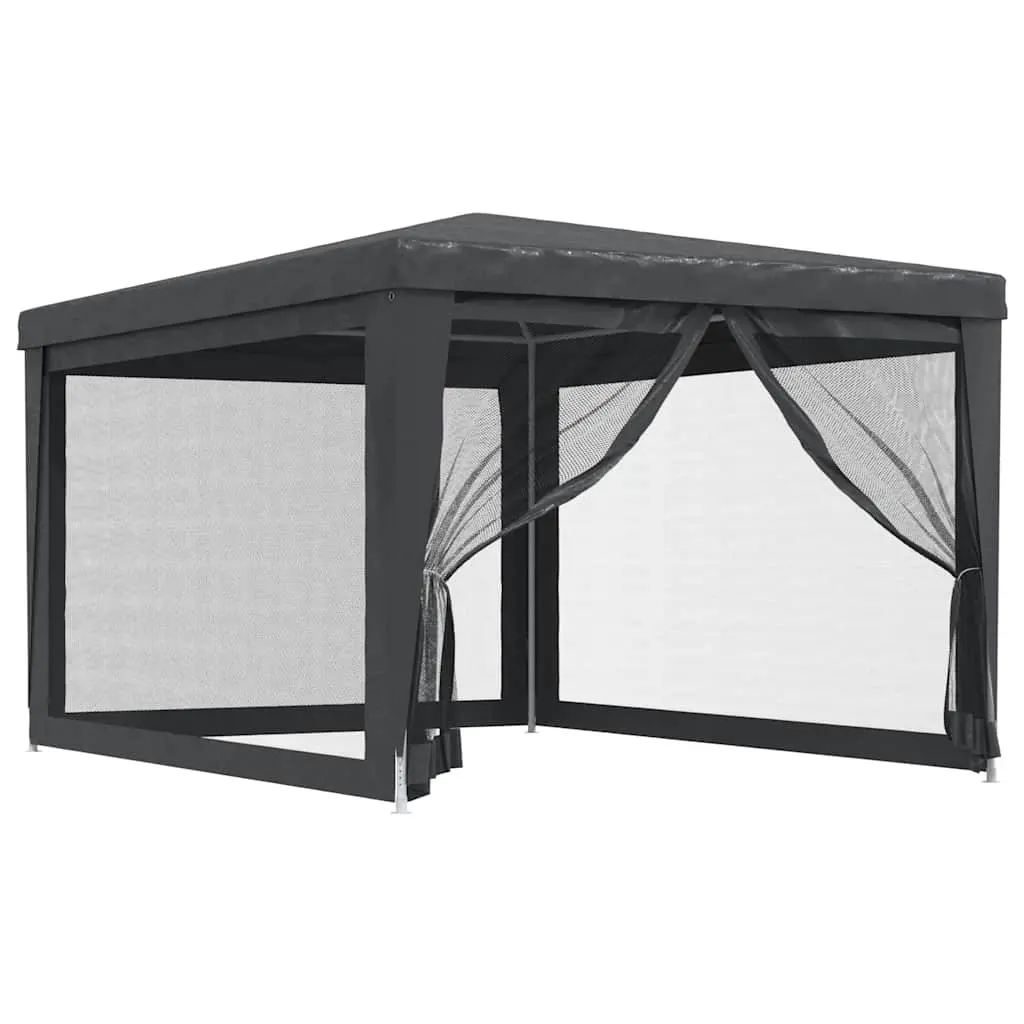 Outdoor Canopy Tent 3x4m Garden Pavilion with Mesh Sidewalls for Events Anthracite
