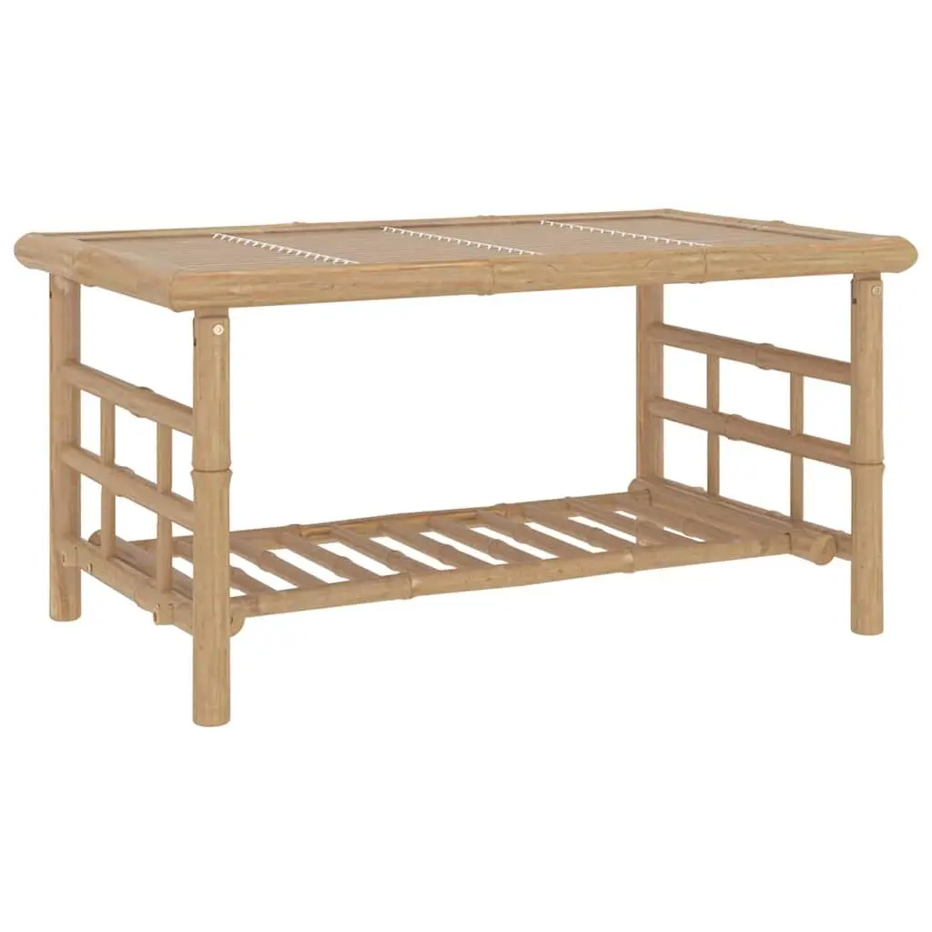 Bamboo Garden Lounge Set Outdoor Patio Furniture 2 Piece Grey Cushions