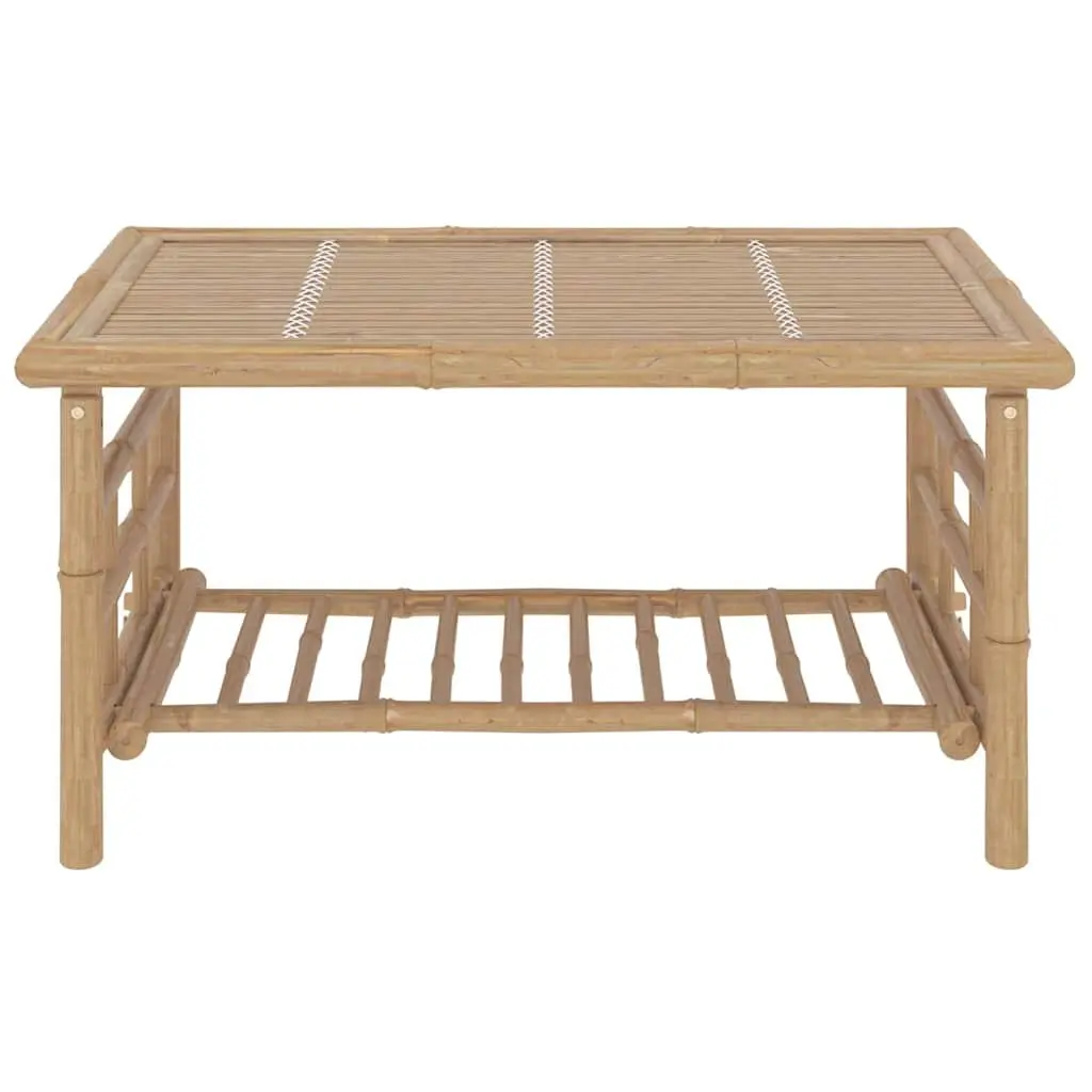 Bamboo Garden Lounge Set Outdoor Patio Furniture 2 Piece Grey Cushions