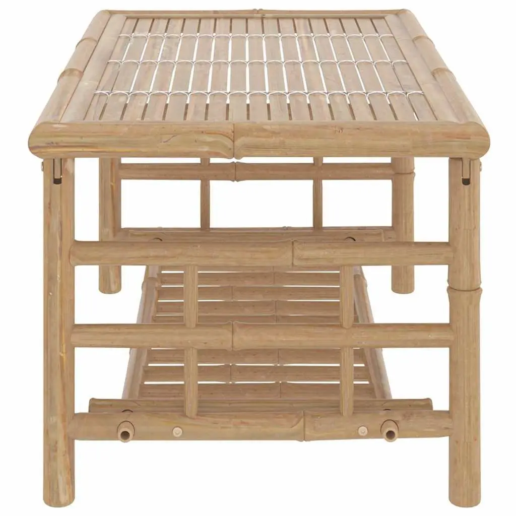 Bamboo Garden Lounge Set Outdoor Patio Furniture 2 Piece Grey Cushions