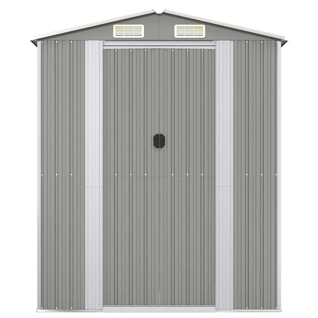 Garden Shed Outdoor Storage Tool House Light Grey Galvanised Steel 192x108x223cm