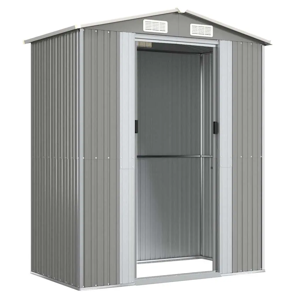 Garden Shed Outdoor Storage Tool House Light Grey Galvanised Steel 192x108x223cm