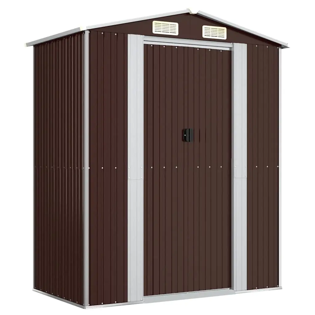 Garden Shed Outdoor Storage Tool House 192x108x223cm Dark Brown Galvanised Steel