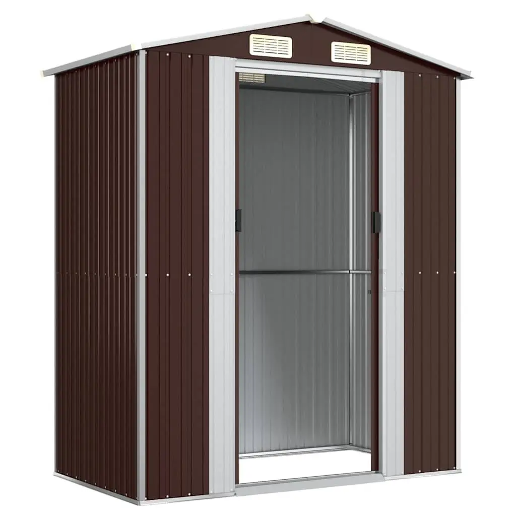 Garden Shed Outdoor Storage Tool House 192x108x223cm Dark Brown Galvanised Steel