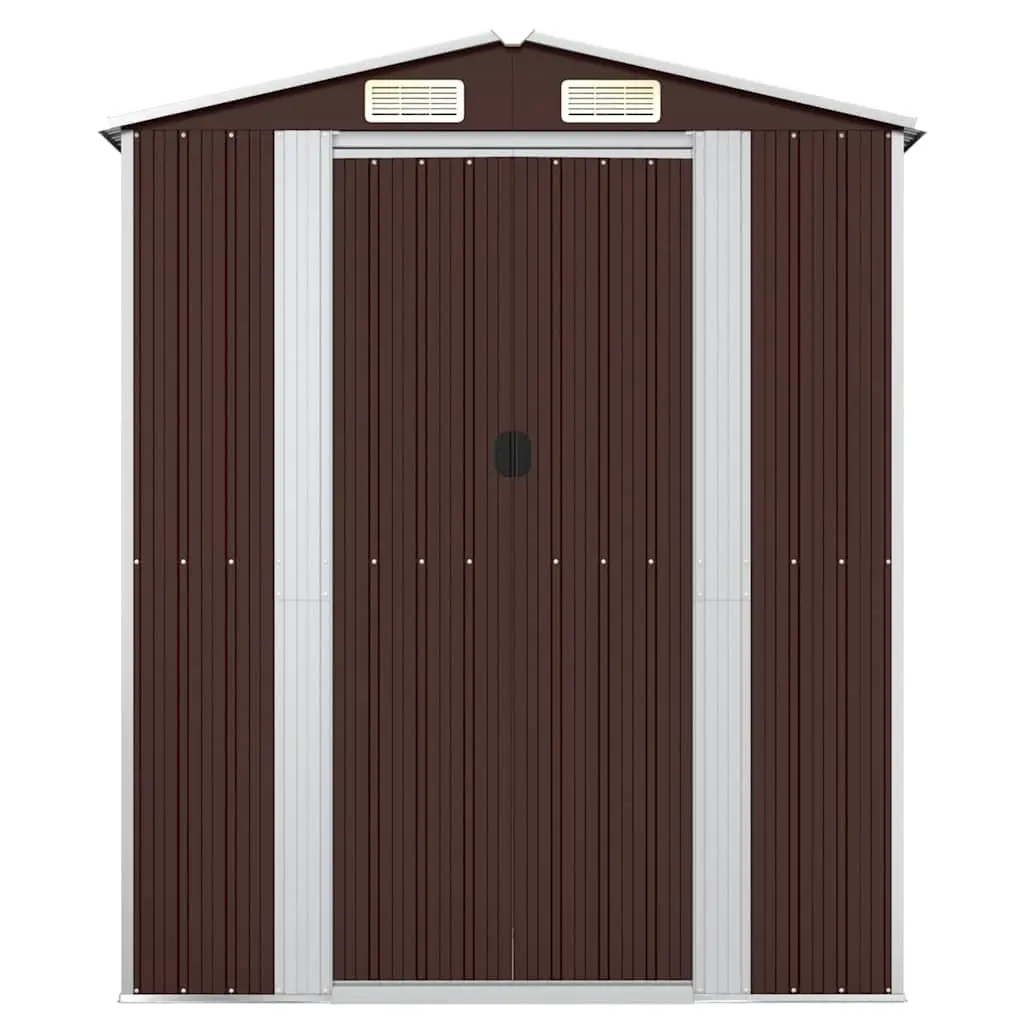 Garden Shed Outdoor Storage Tool House 192x108x223cm Dark Brown Galvanised Steel