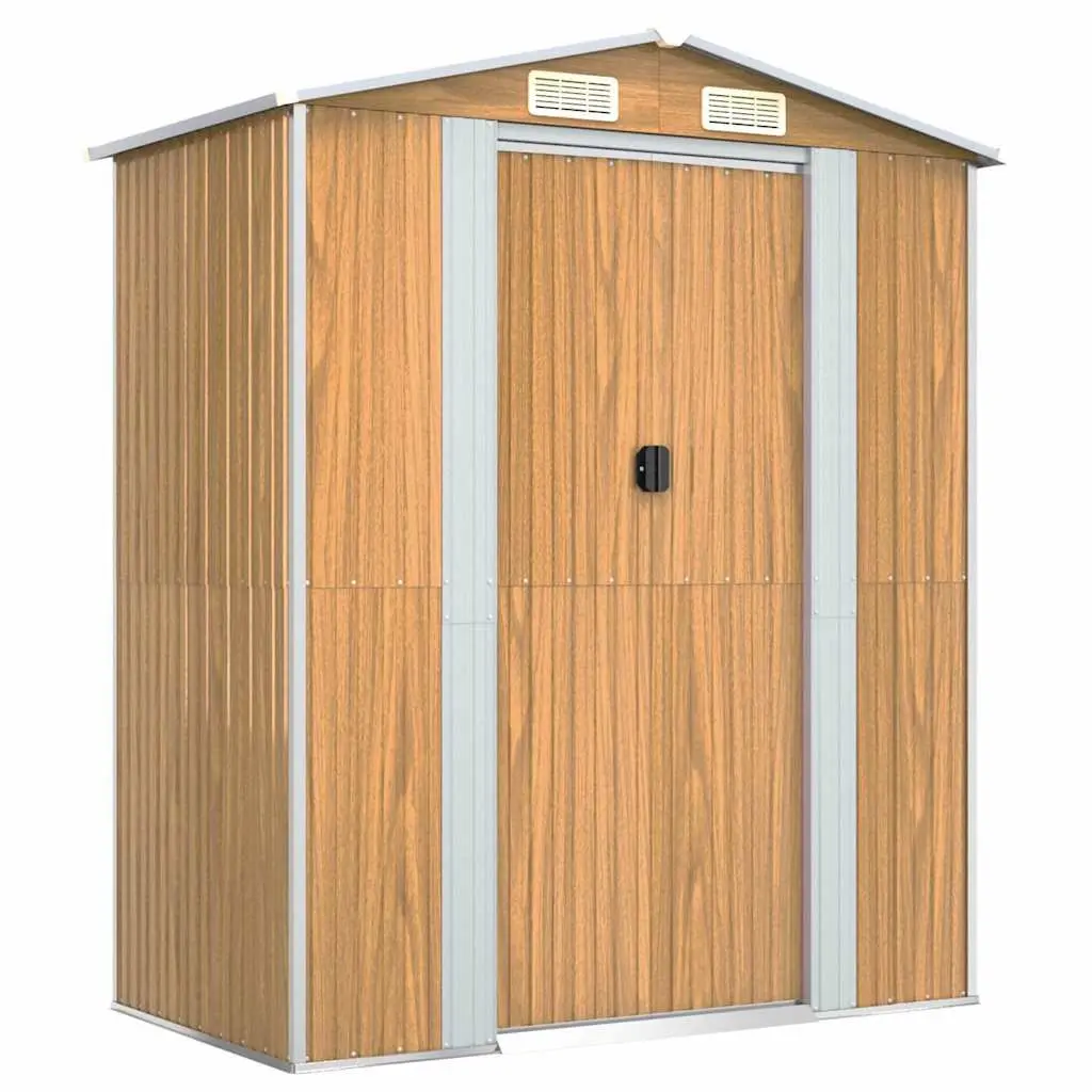 Garden Shed Outdoor Storage Light Brown Galvanised Steel 192 x 108 x 223 cm