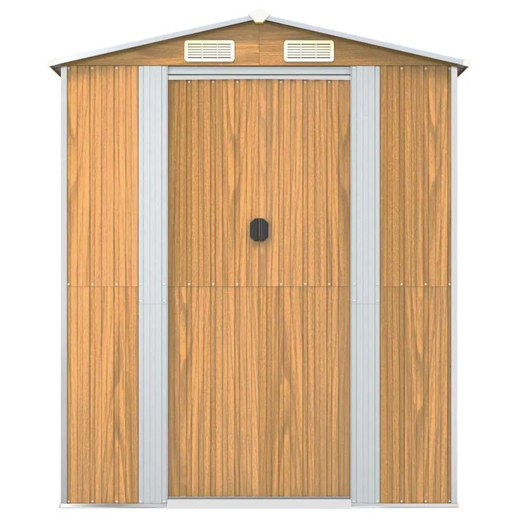 Garden Shed Outdoor Storage Light Brown Galvanised Steel 192 x 108 x 223 cm