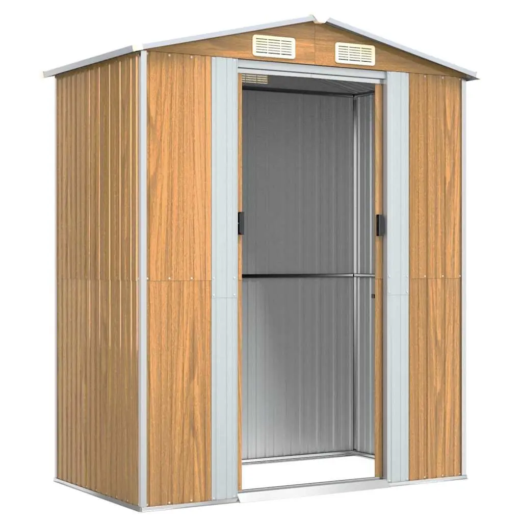 Garden Shed Outdoor Storage Light Brown Galvanised Steel 192 x 108 x 223 cm