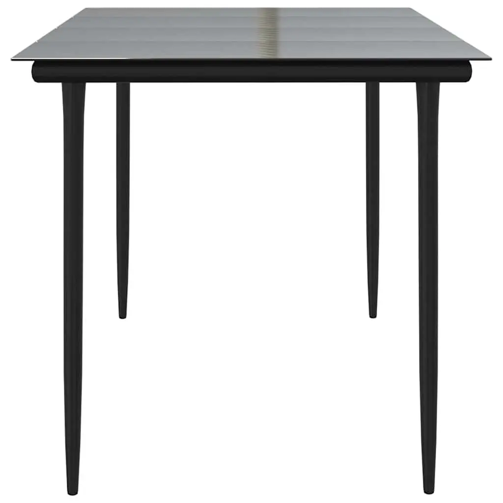 Garden Dining Table Outdoor Use 160x80x74cm Black Steel Tempered Glass