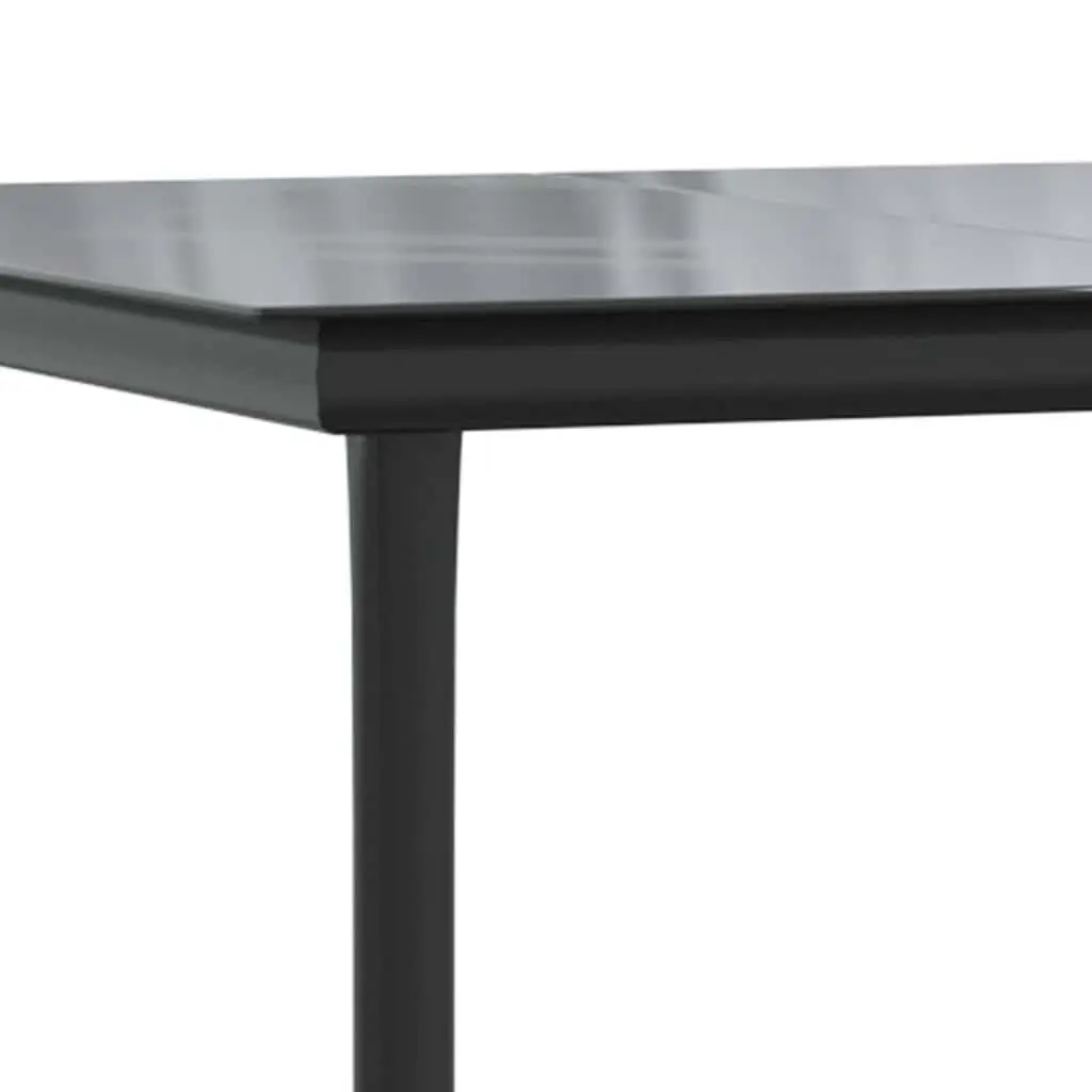 Garden Dining Table Outdoor Use 160x80x74cm Black Steel Tempered Glass