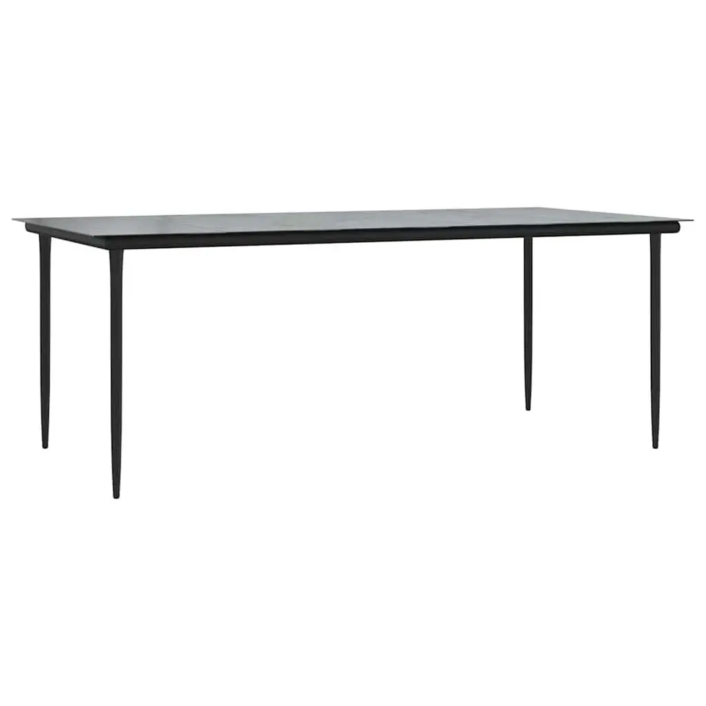 Garden Dining Table Outdoor Use 200x100x74cm Black Steel Tempered Glass