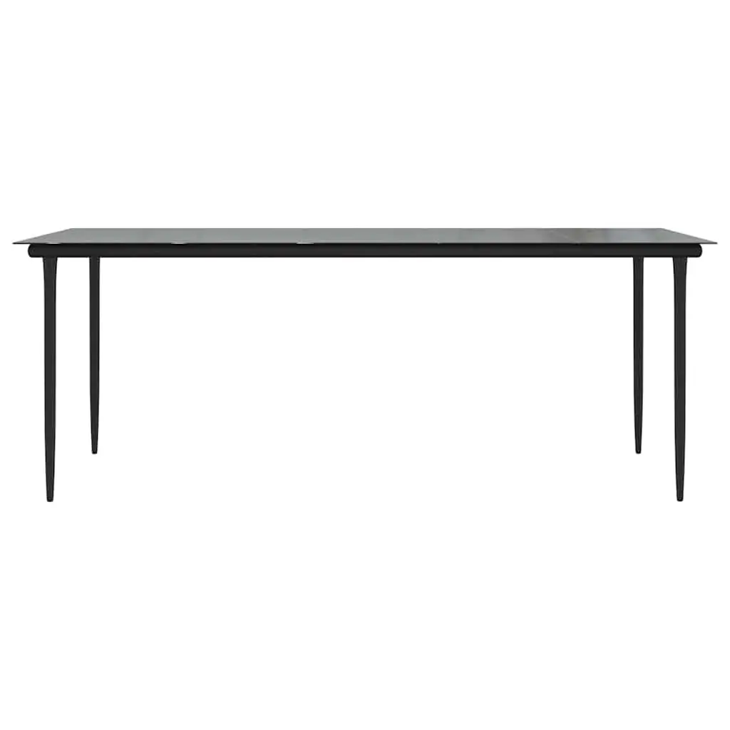 Garden Dining Table Outdoor Use 200x100x74cm Black Steel Tempered Glass