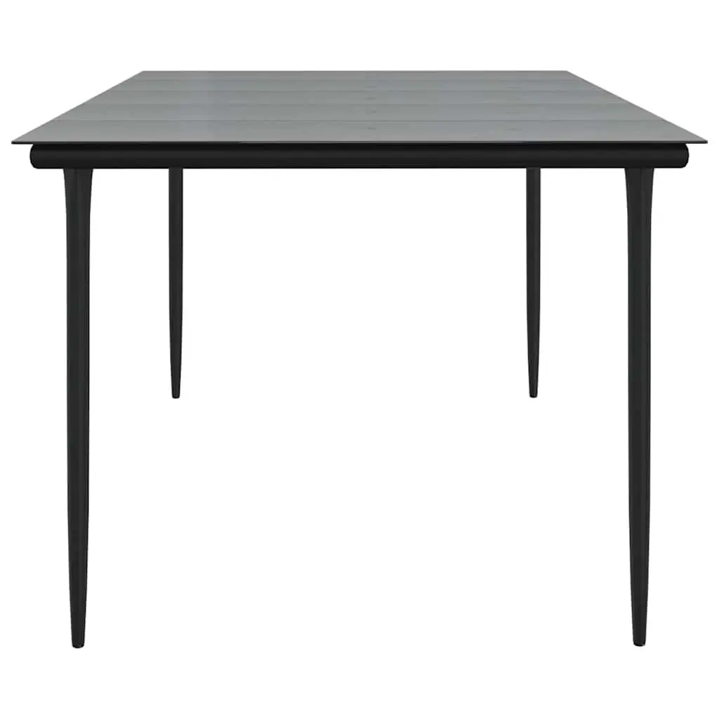 Garden Dining Table Outdoor Use 200x100x74cm Black Steel Tempered Glass