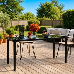 Reliable Black Garden Table with Steel Frame