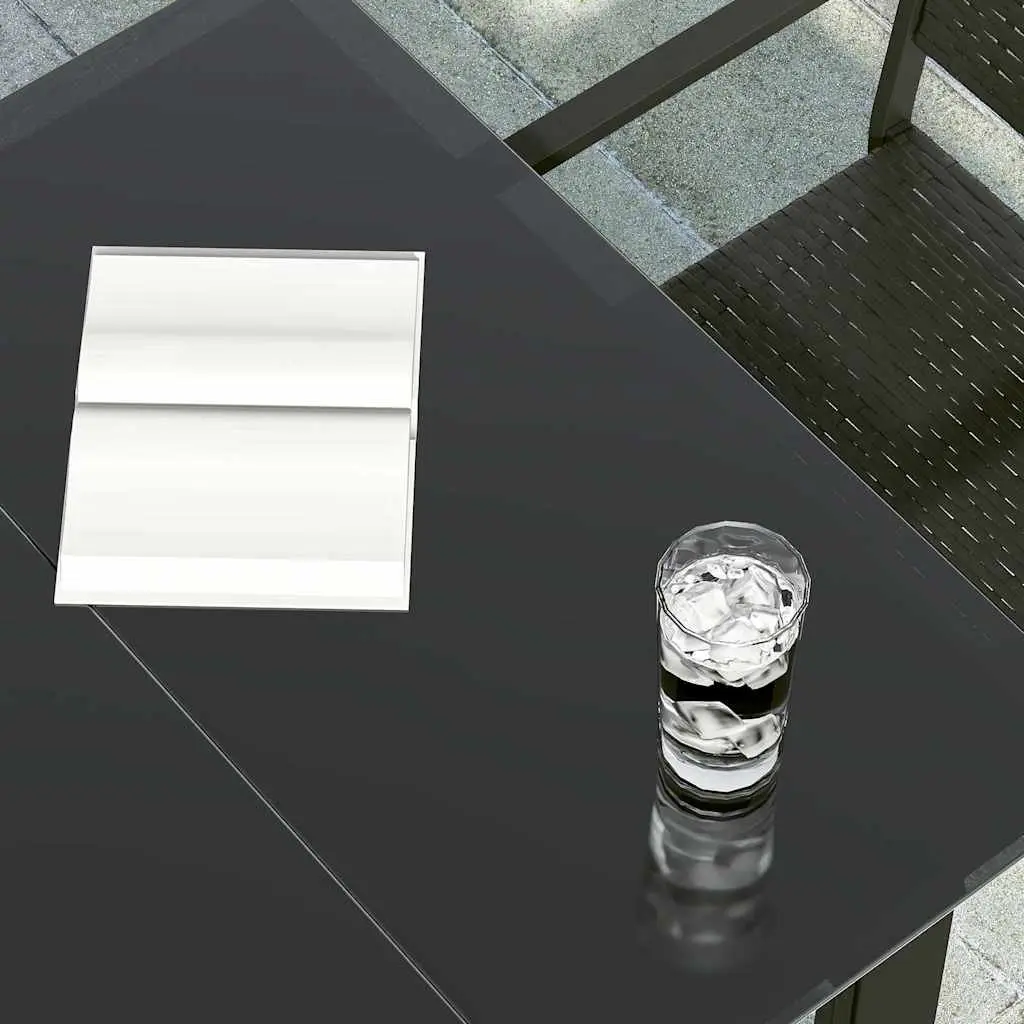 Garden Dining Table Outdoor Use 160x80x74cm Black Steel Frame Tempered Glass