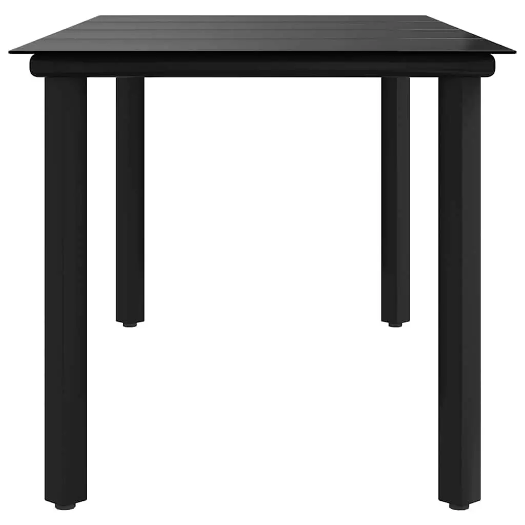 Garden Dining Table Outdoor Use 160x80x74cm Black Steel Frame Tempered Glass