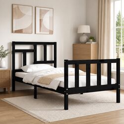 Reliable Black Pine Bed Frame 90x190 cm for Long-lasting Use