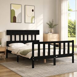 Reliable Solid Pine Bed Frame in Elegant Black