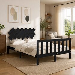 Reliable and Affordable Black Solid Wood Bed Frame
