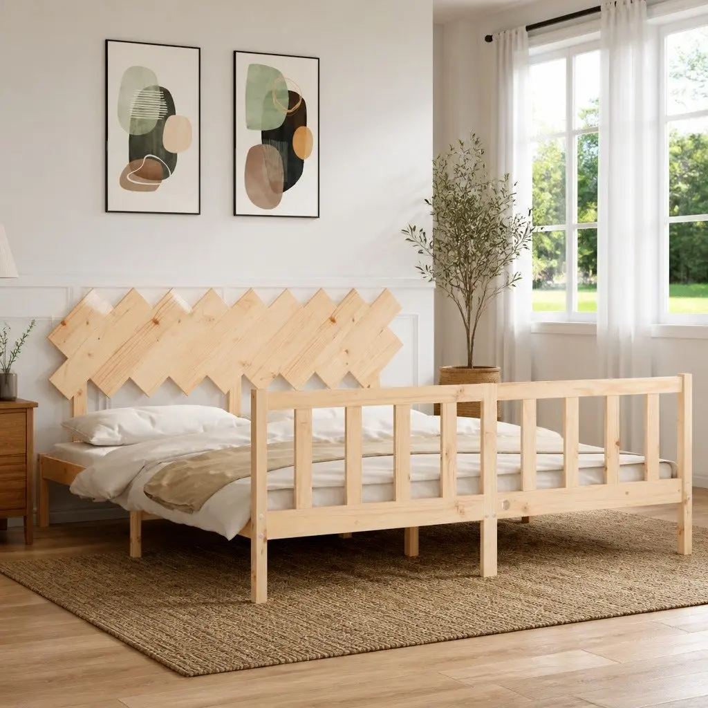 King Bed Frame 183x203 cm Solid Pine Wood