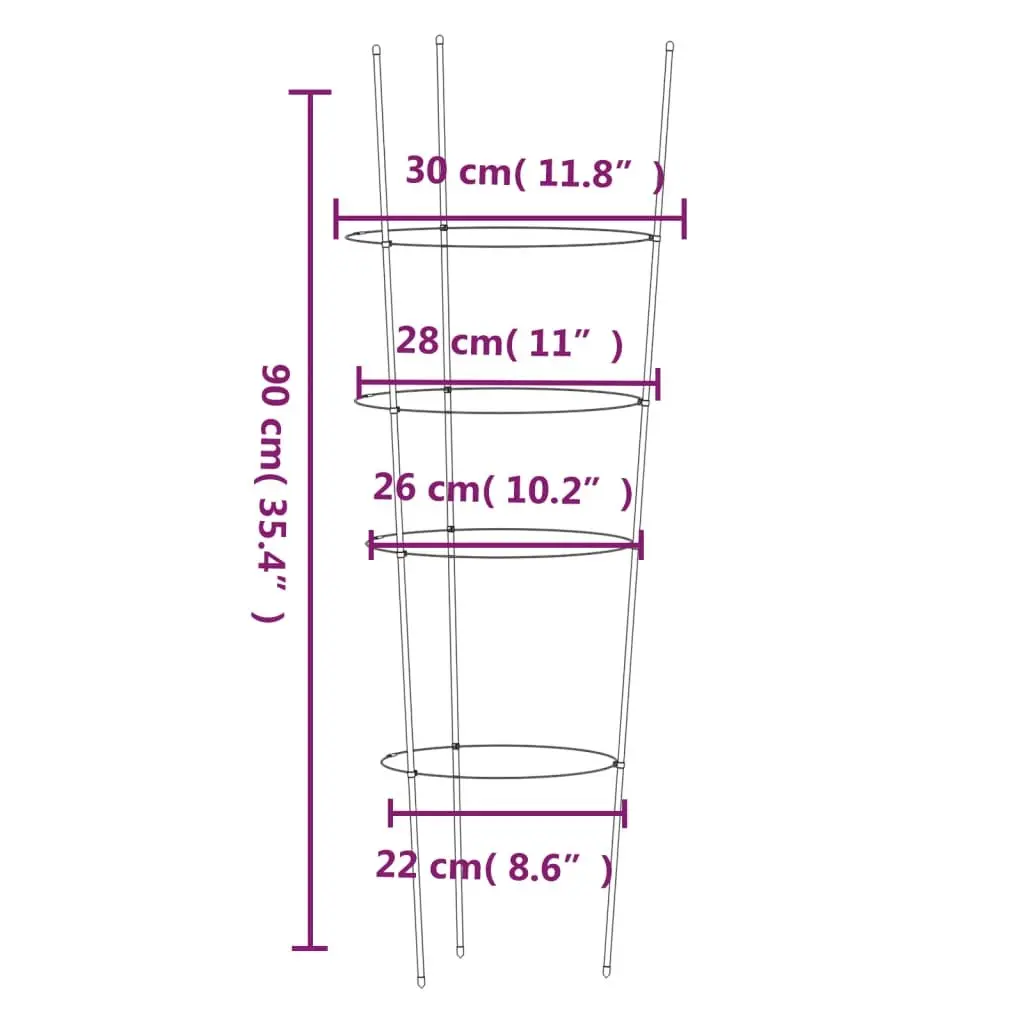 Plant Support Cage 90cm Steel Garden Climbing Tomato Green 5 Piece