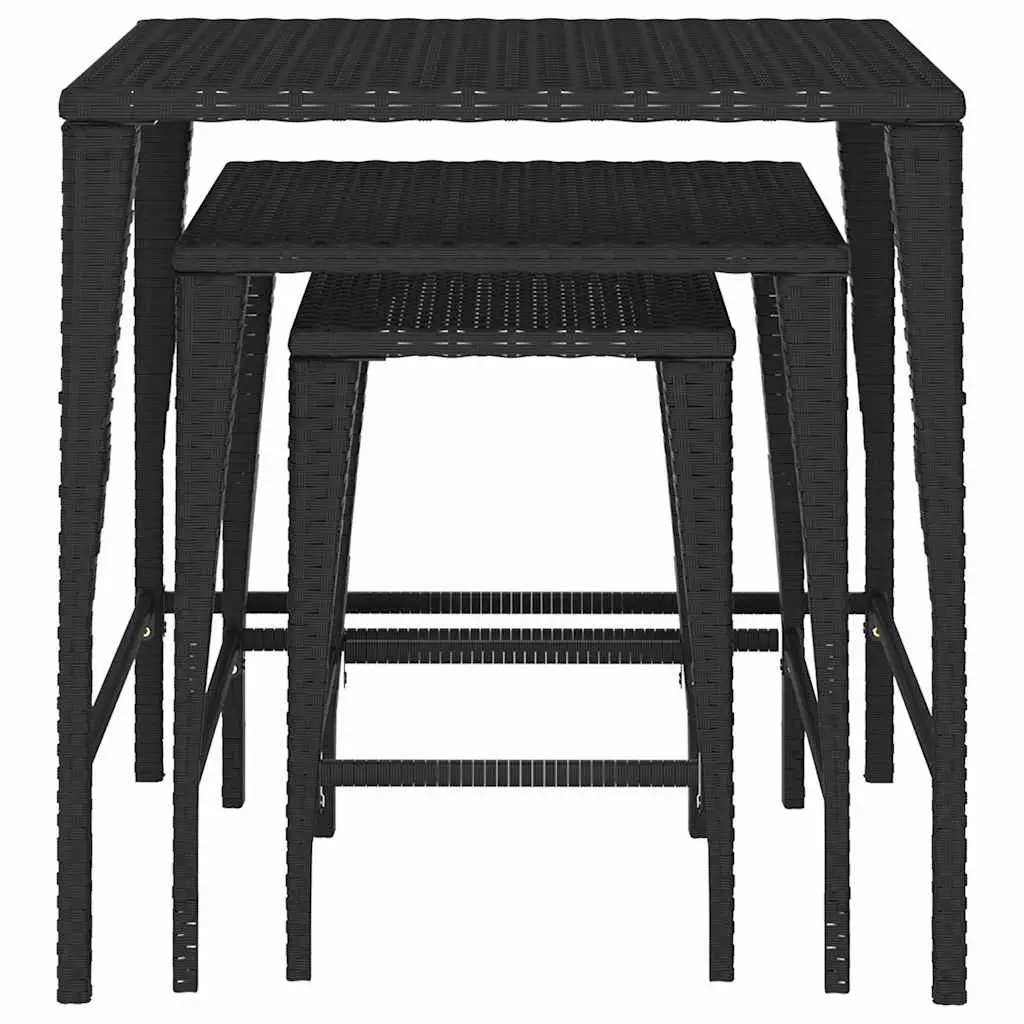 Nesting Tables Set 3 Piece Black Side End Tables Stackable Storage