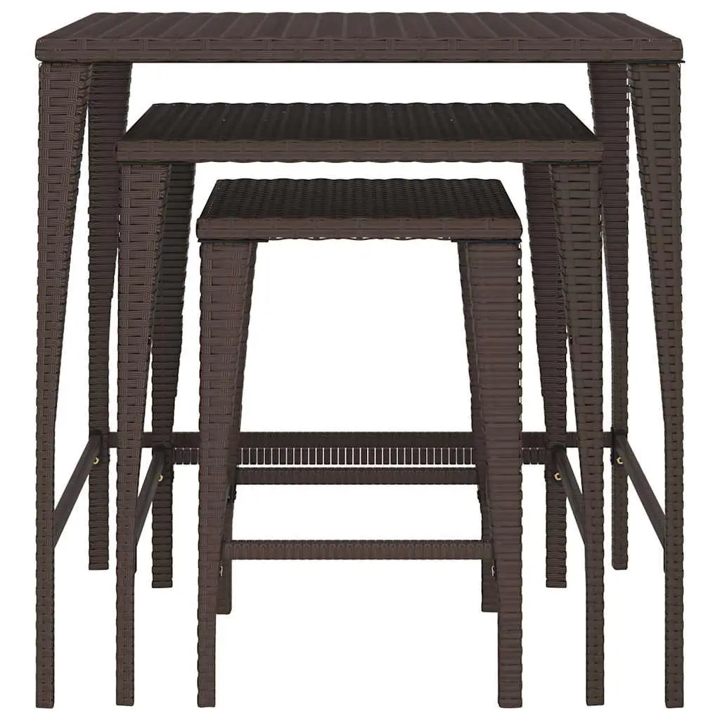 Nesting Tables Set 3 Pieces Brown Side Coffee Table Outdoor Indoor Furniture