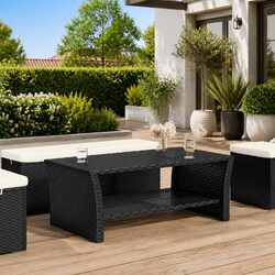 Reliable Black Coffee Table with Weather-Resistant Design