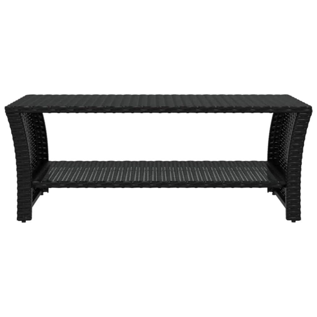 Coffee Table Outdoor Garden Patio Poly Rattan Black Steel Frame 100L x 50W x 40H cm