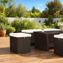 Reliable Brown Ottoman Footrest with Cushion for Comfort