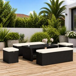 Quality Black Ottomans with Cushions for Outdoor Comfort
