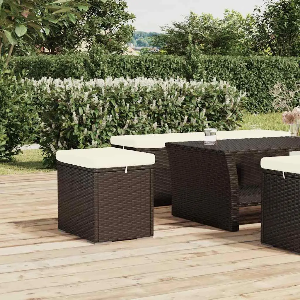 Brown Outdoor Ottomans with Cushions
