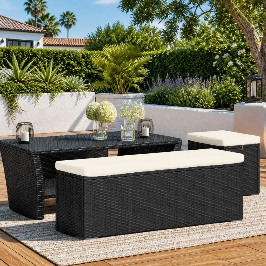 Outdoor Ottoman Bench with Cushion