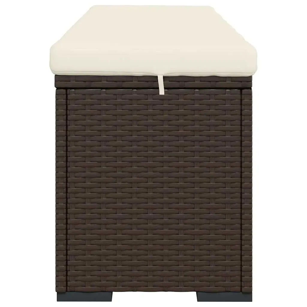 Outdoor Ottoman Bench Cushion Brown Poly Rattan Garden Seating 110 x 30 x 40 cm