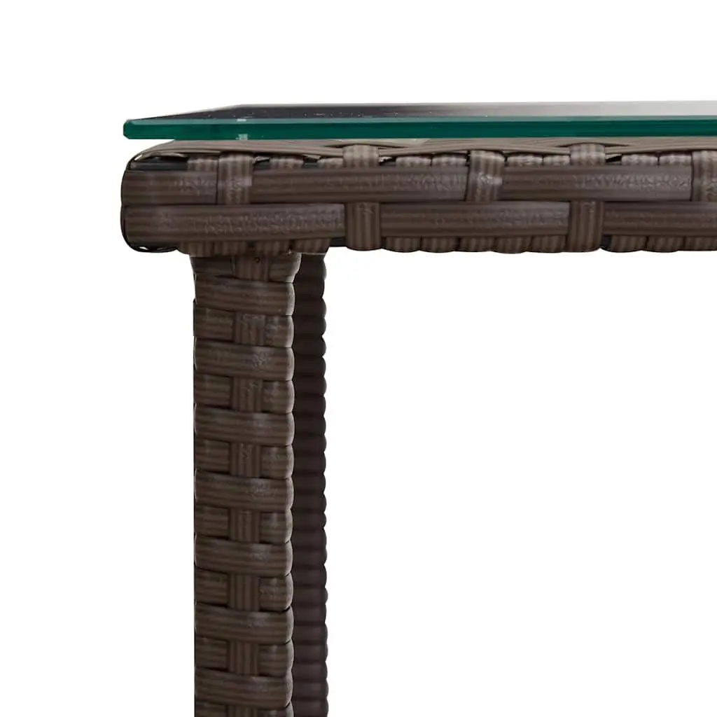 Side Table Brown 45x45x45 cm Poly Rattan Tempered Glass Indoor Outdoor