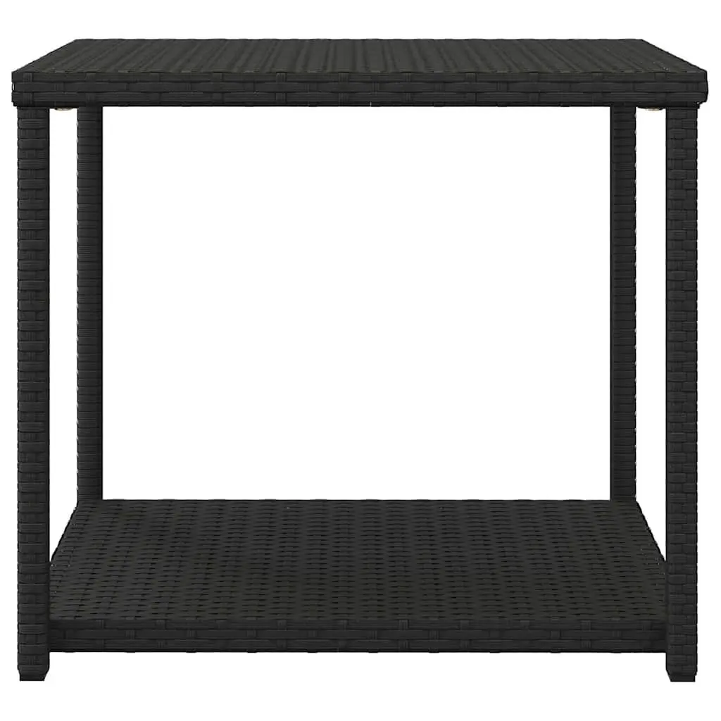 Side Table Black Poly Rattan 55x45x49cm Indoor Outdoor Accent End Table Storage