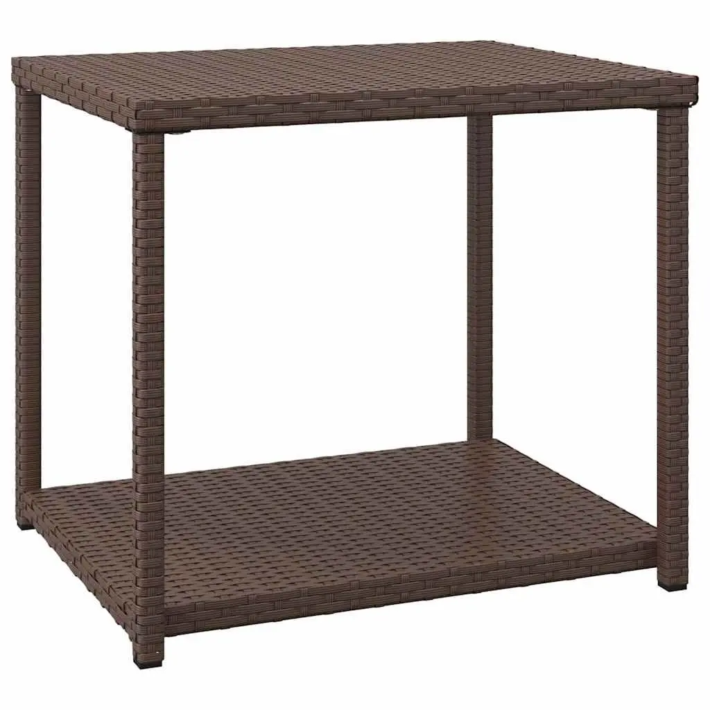 Side Table Brown 55x45x49 cm PE Rattan Outdoor Indoor Accent Table Storage