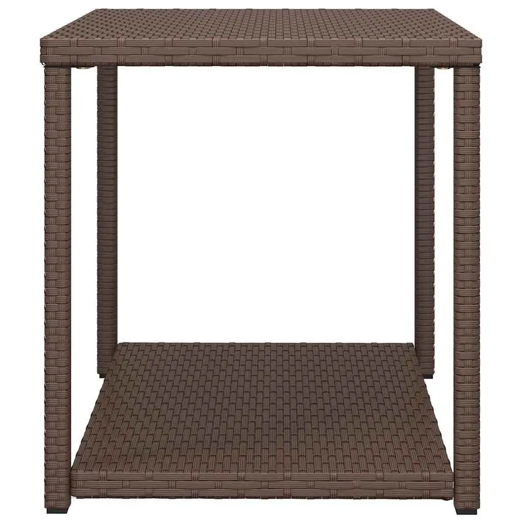 Side Table Brown 55x45x49 cm PE Rattan Outdoor Indoor Accent Table Storage