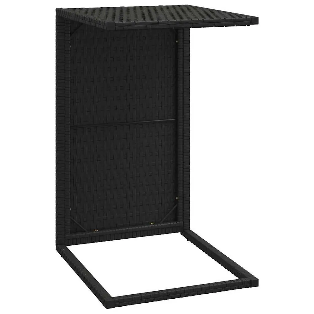 C-Shaped Side Table Black 40x35x60cm Poly Rattan Accent End Table