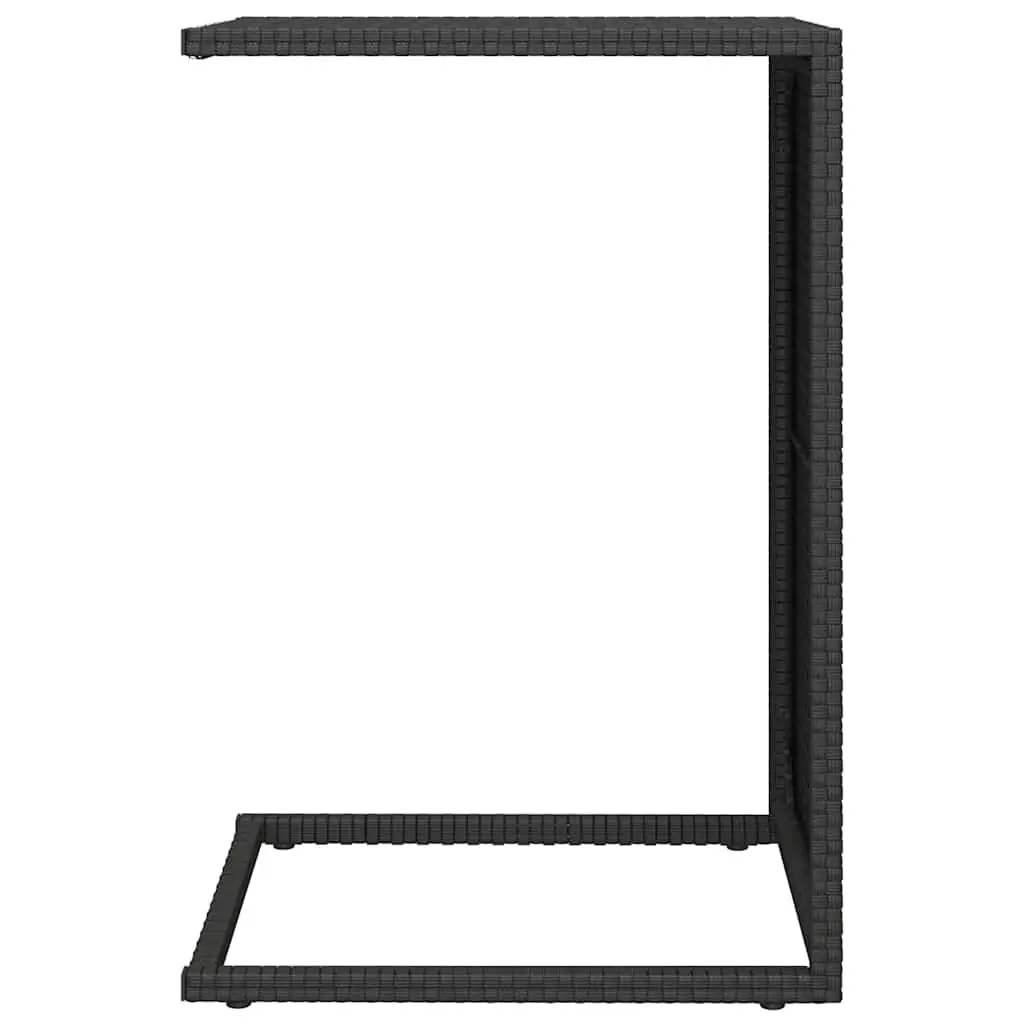 C-Shaped Side Table Black 40x35x60cm Poly Rattan Accent End Table