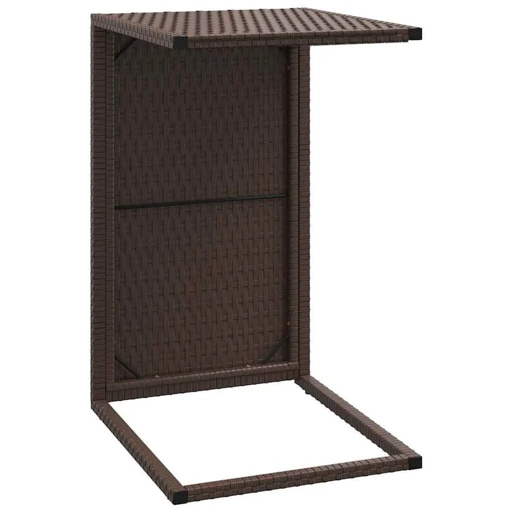 C Table Side Table 40x35x60cm Brown PE Rattan Powder-coated Steel Frame