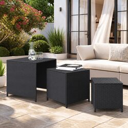 Practical 3 Piece Black Rattan Nesting Tables for Everyday Use