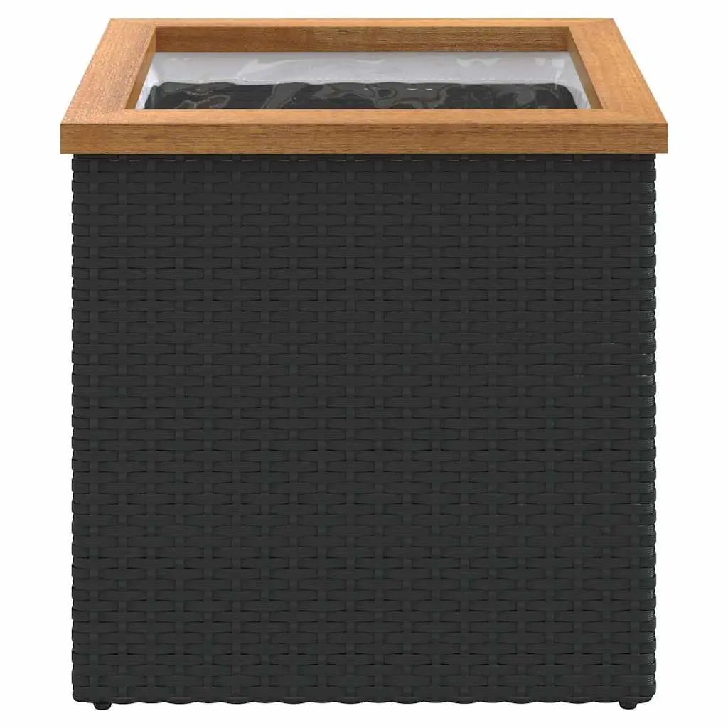 Poly Rattan Planter Black 40x40x40 cm Garden Flower Pot