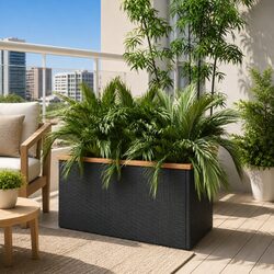 Reliable Outdoor Black Planter with Practical Features