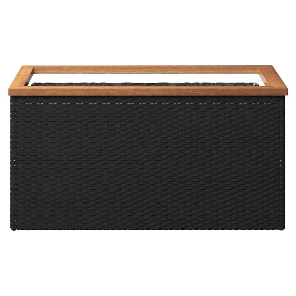 Planter Black 80x40x40 cm Poly Rattan Garden Raised Bed Flower Box Outdoor