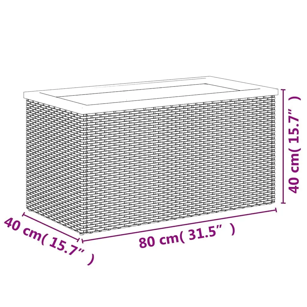 Planter Black 80x40x40 cm Poly Rattan Garden Raised Bed Flower Box Outdoor