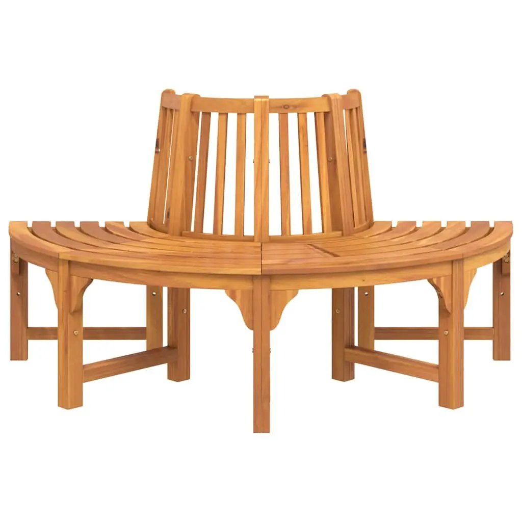Half Round Tree Bench Outdoor Seating Ø160cm Brown Solid Eucalyptus Wood
